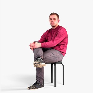 3D Guy Sits Cross-legged