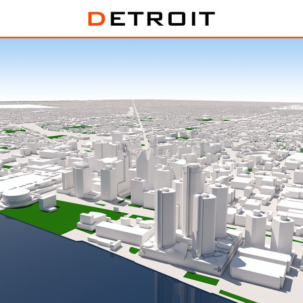 3D detroit cityscape