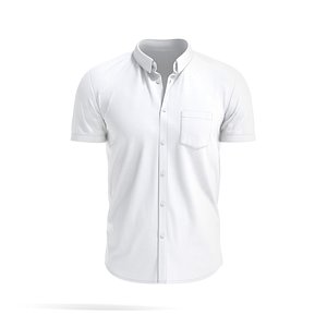 White Short Sleeve Shirt - men button down dress shirt 3D model