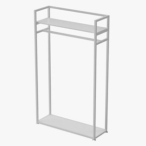 Cloth Rack with Shelf White Color 3D model
