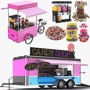 3D Two Detailed Candy Shops model