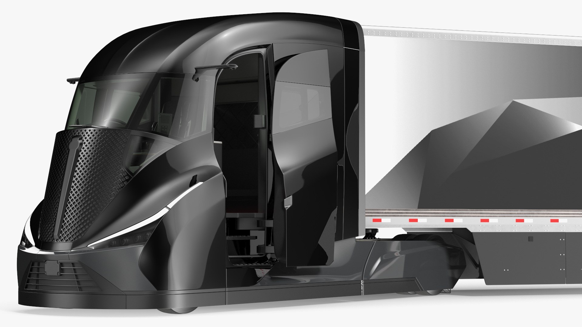 Futuristic Modern Truck Black Rigged 3D model preview