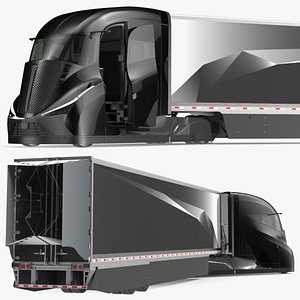 Futuristic Modern Truck Black Rigged 3D