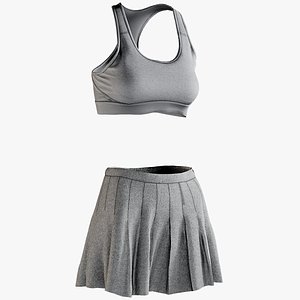 3D realistic skirt sports bra