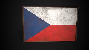 3D Old Picture Frame With Czechia Flag - Game Ready PBR Low-poly 2
