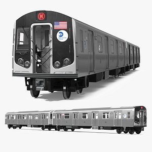 3D model MTA Subway Rolling Stock R160 Two Car Formation Silver Rigged