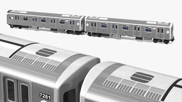 modèle 3D de Matériel roulant de métro MTA R160, rame de deux voitures ...