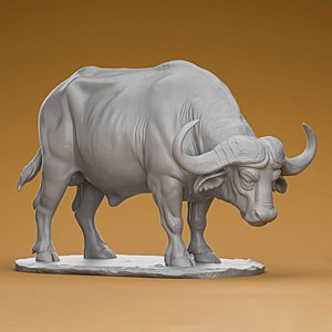 Majestic African buffalo with Base 3D Print 3D