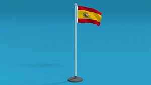 Low Poly Seamless Animated Spain Flag 3D model