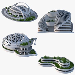 Sci-Fi Futuristic Buildings - High-Quality 3D Model Pack 3D model