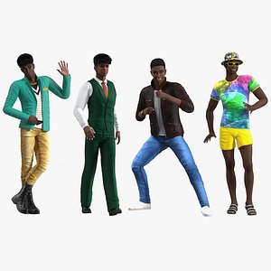 Dark Skin Teenage Boys  Rigged Collection for Cinema 4D 3D