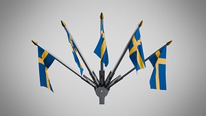 Wall Mount Flags 5 Of Sweden 3D