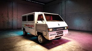 Low Poly Multicab 3D Model  Game Ready Vehicle 3D model