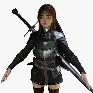 female knight PBR 8k rigged 2026 3D