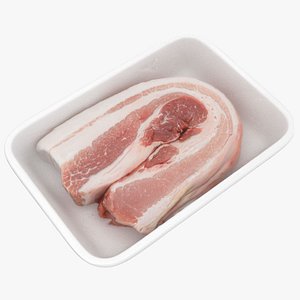 3D Raw Pork Belly 01 Wrapped Package