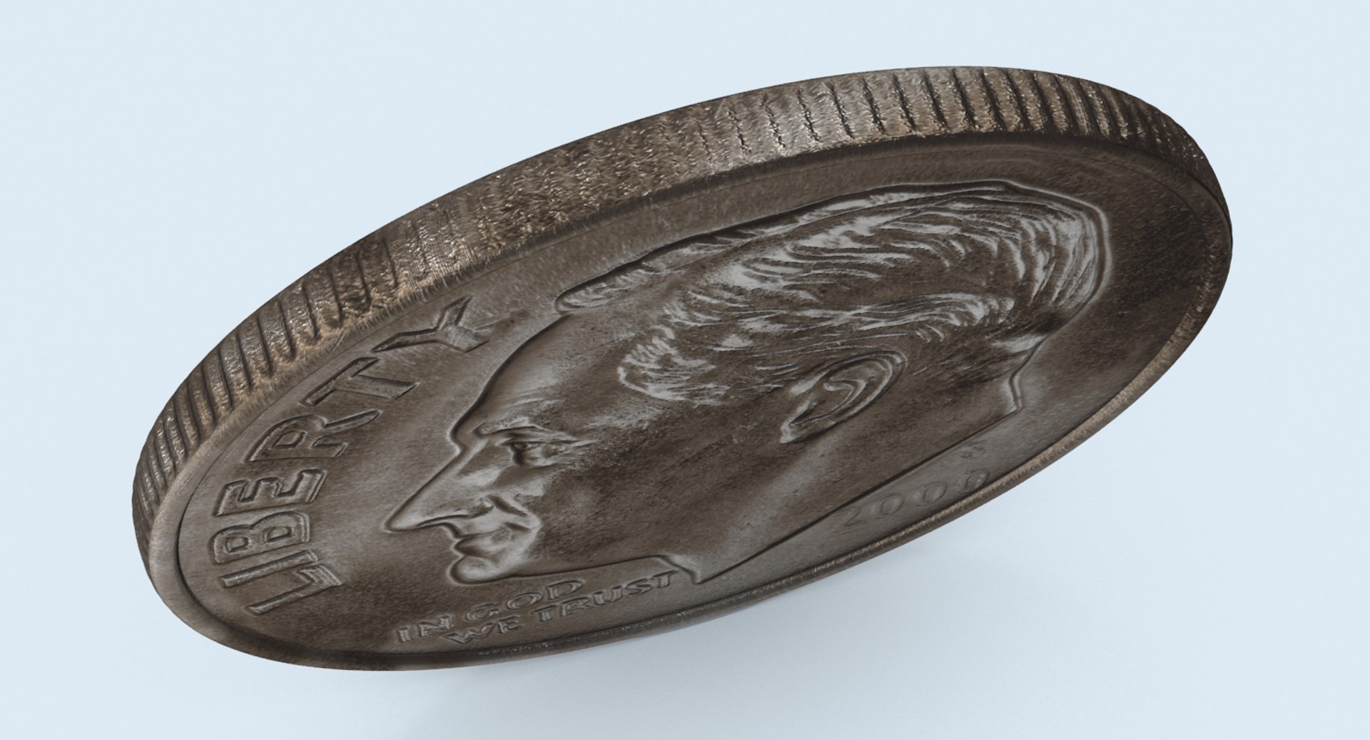 Dime Aged 3d Model