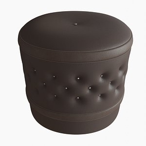 Brown Leather Chester Pouff