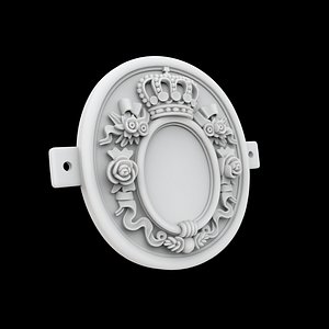 Baroque Cartouche Plaque with Crown 3D Print Model 3D