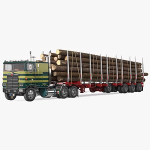 3D Marmon Truck With Logging Trailer model
