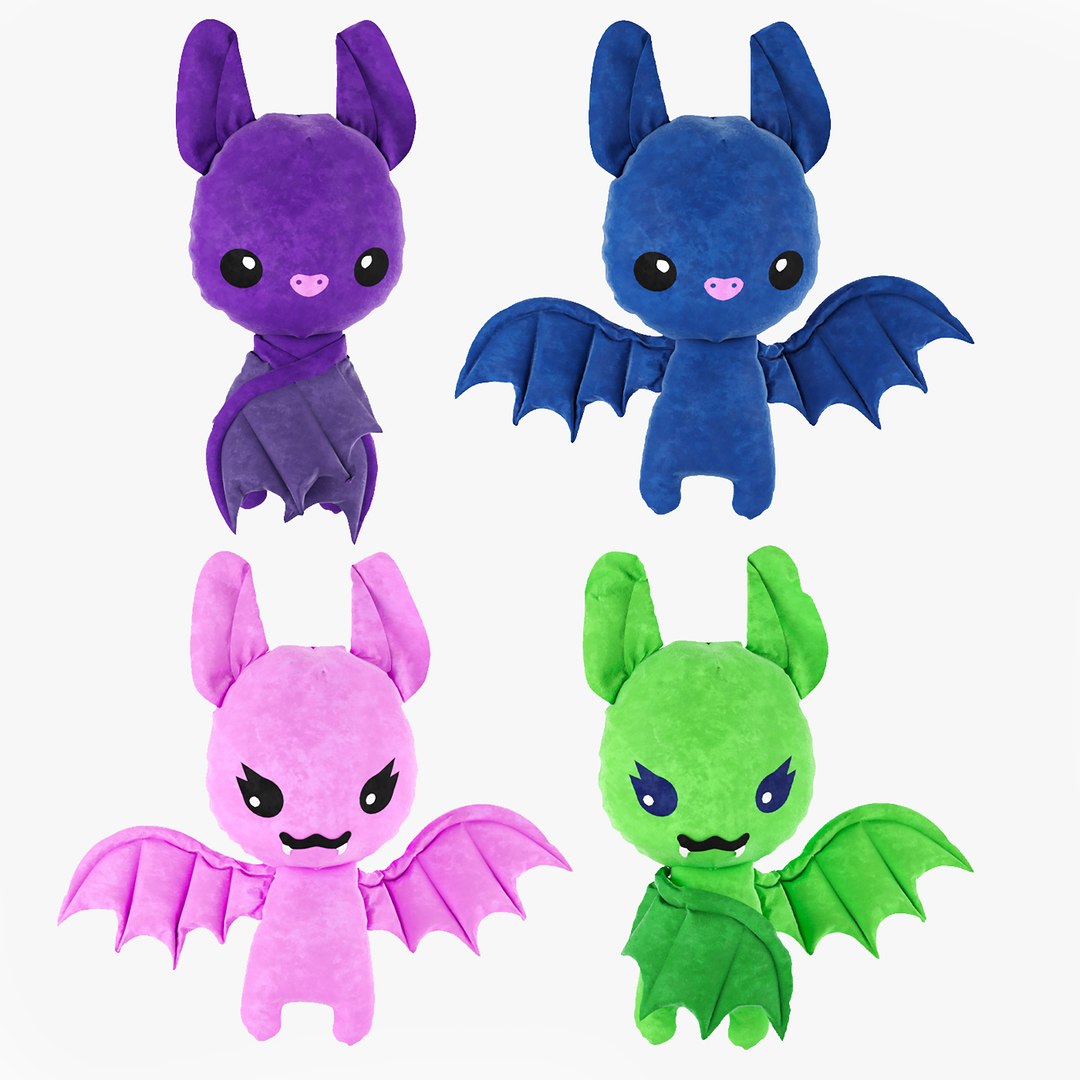 3D model Soft plush Bat kawaii 4 pcs TurboSquid 1980466
