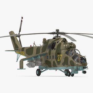Russian Attack Helicopter Mil Mi-24B 3D Model