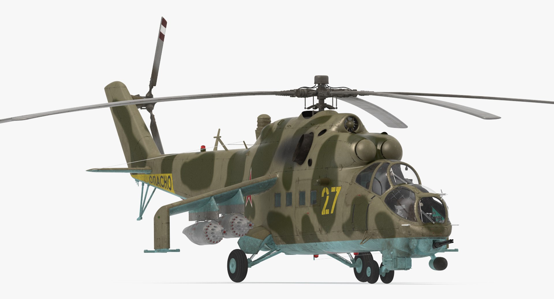 Russian Attack Helicopter Mil Mi-24B 3D Model 3D model preview