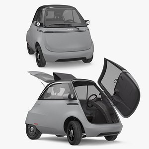 3D Microlino Electric Bubble Car Design Gray Rigged
