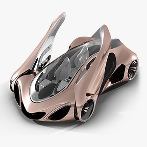 3D Futuristic Concept Car Design Petra Gold Color Rigged model