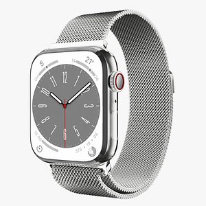 Apple Watch 8 Series -   Silver Stainless Steel Case with Milanese Loop