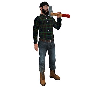 rigged lumberjack man 3d model