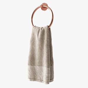 Light Grey Cotton Towel in a Ring using Corona Hair and Fur