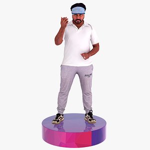 3D cricketer bowler indian man cricket