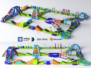 3D Inflatable Water Park Floating Obstacle Course Pack model