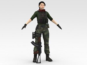 Femalee Soldier 3D model