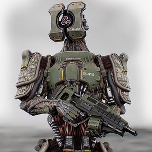 Sci-fi military robot soldier gameready unity unreal engine Low-poly 3D model model