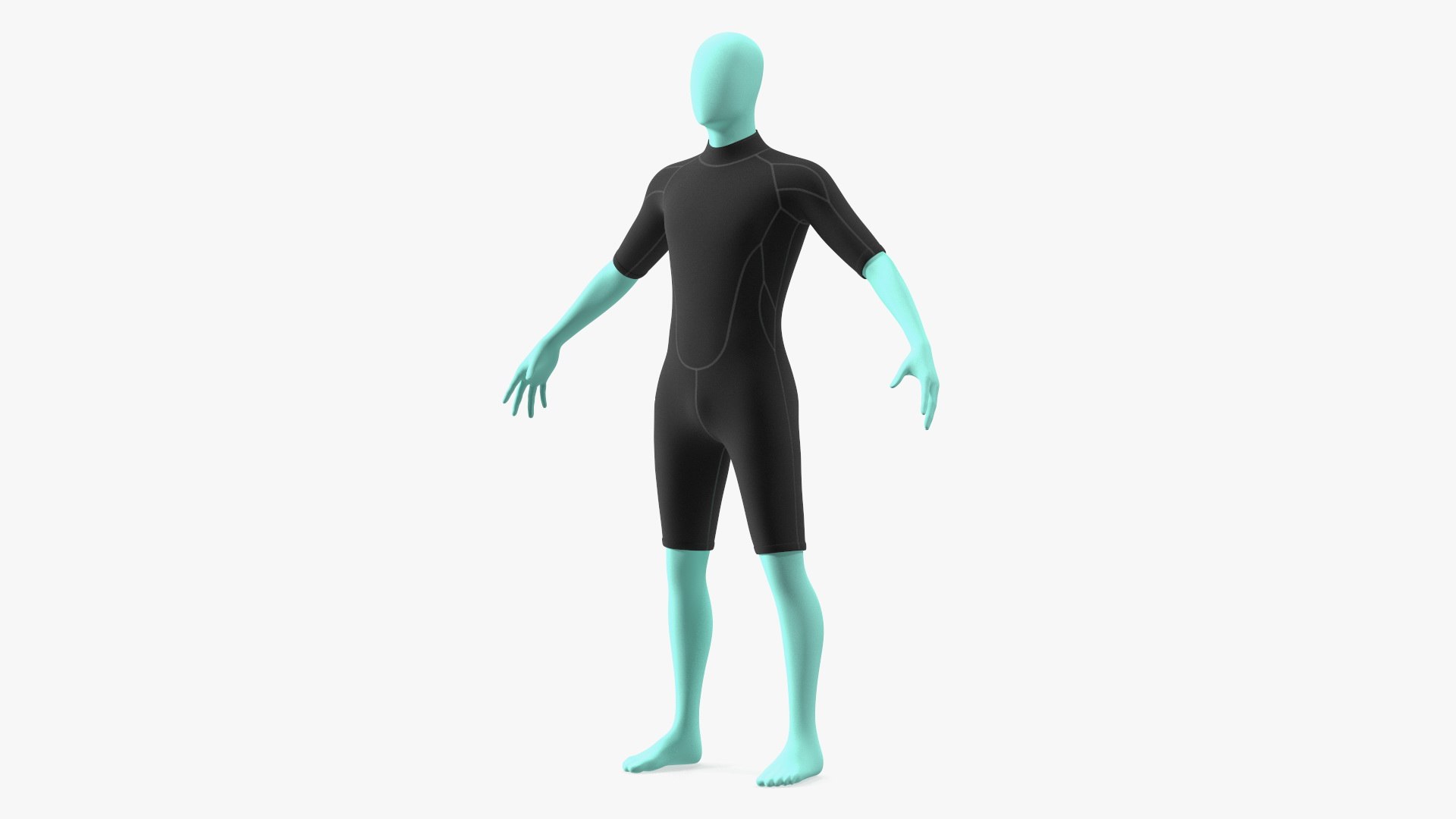 Man Wetsuit Black Shorty Version 3D model preview