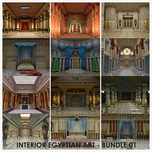 3D 12 Interior Egyptian Art - Bundle 01