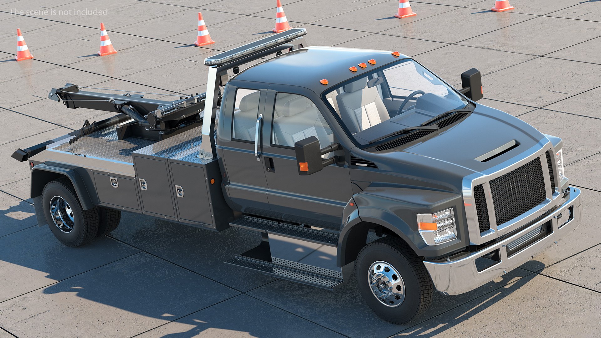 Heavy Duty Tow Truck Rigged 3D model preview