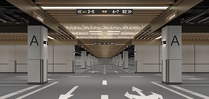 Underground Parking Garage Interior 3D