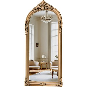 Classic Fireplace Wall Mirror in carved wooden frame 3D model 3D