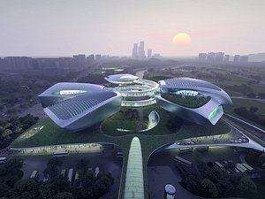 3D Sci Fi Cultural Center Megastructure