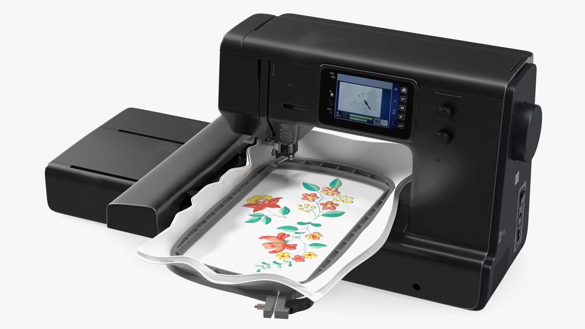 Sewing Black Printer Screen On Rigged 3D model preview