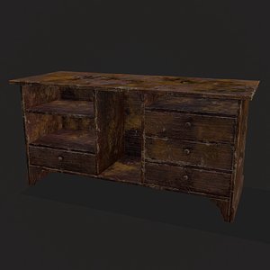 Rustic Wooden Dresser Drawers model