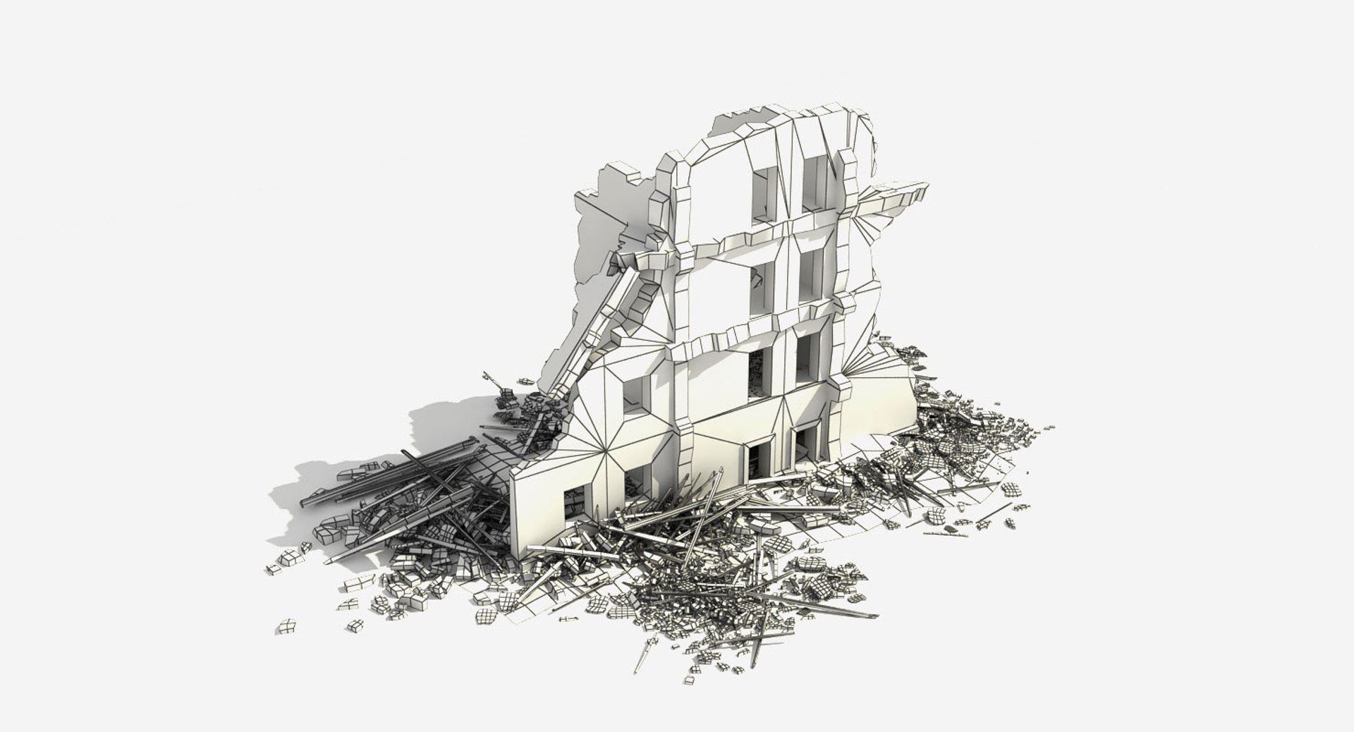 destroyed building drawing