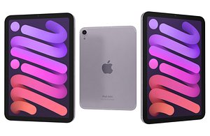 3D Apple iPad Mini 2024 Purple Low Poly
