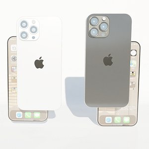 I phone 14 pro max low poly 2 models Space Black and Silver