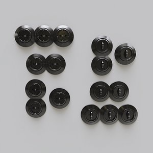 3D set switches wall sockets