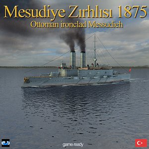 3d ottoman ironclad mesudiye sail model