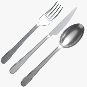 3D model Silverware Set Spoon Fork Knife