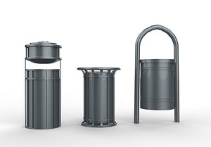 3D Street trash can Low-poly 3D model